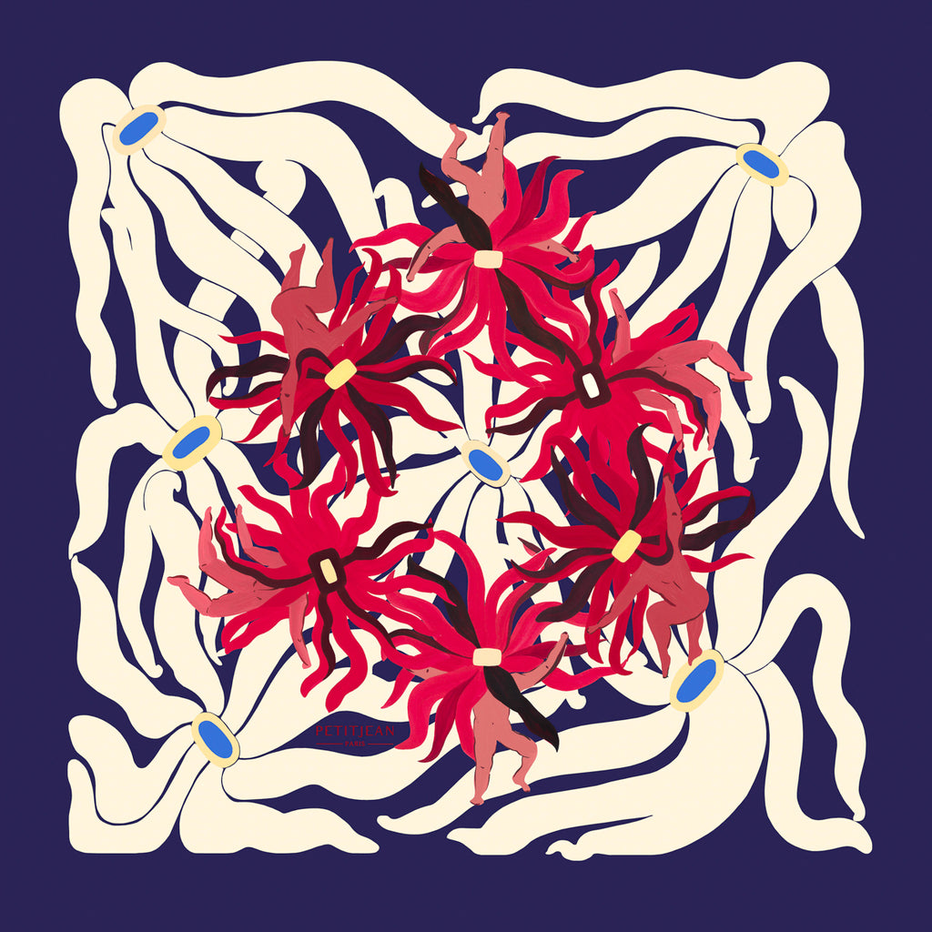 DUPCARPW151C - Carré 100% Soie - 90x90cm Bassin Japonais