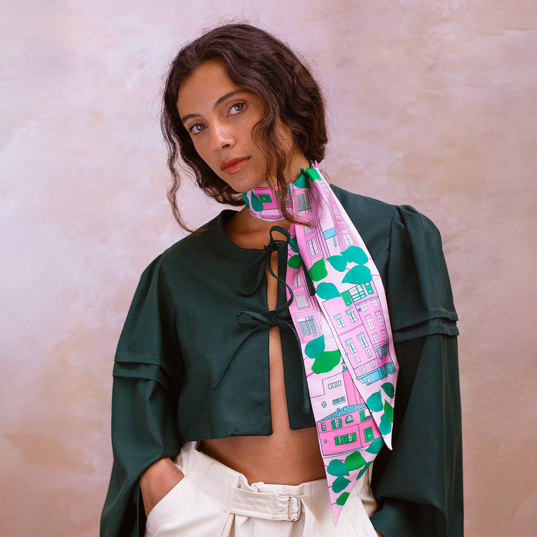 Maxi Ribbon Scarf Montmartre, 100% silk, made in France