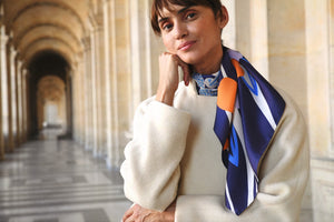 silk carré scarf - how to wear - silk scarf - history of silk  carré scarf - mini silk  carré scarf - scarf