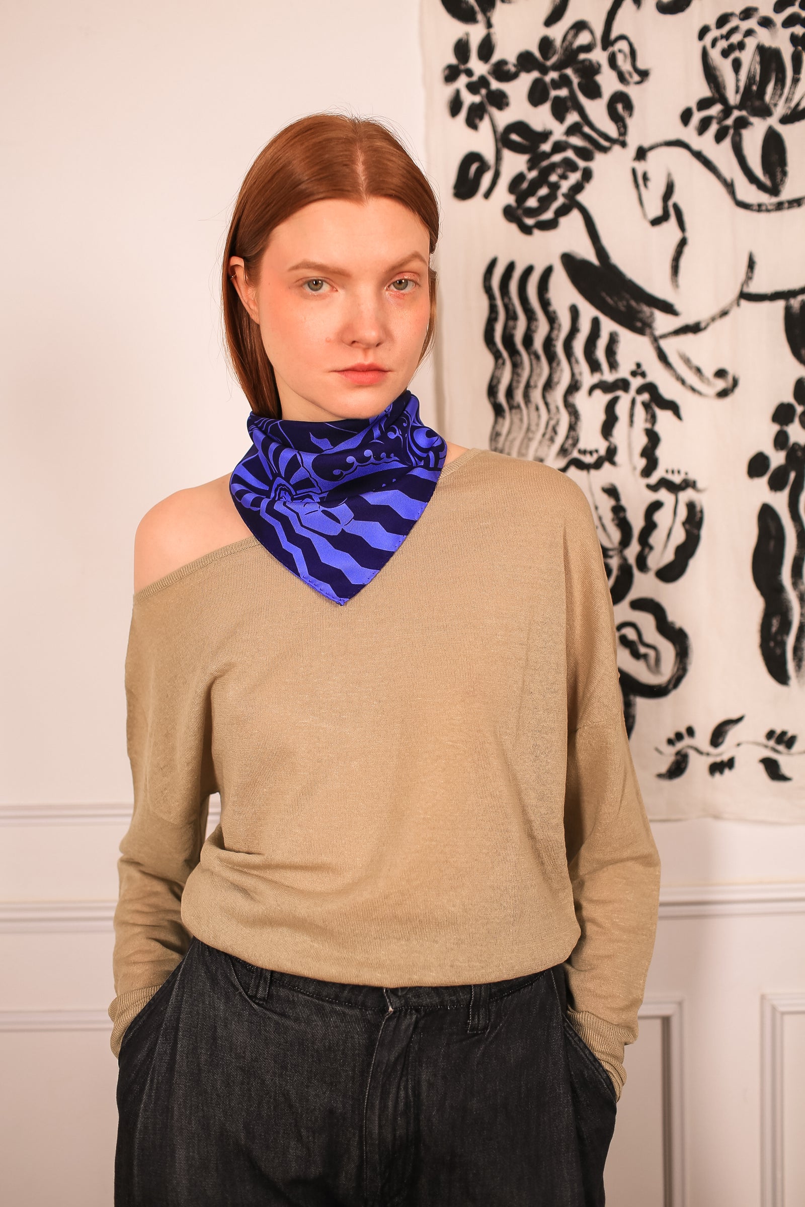 Gavroche Massalia lavande, 100% soie, made in Italy