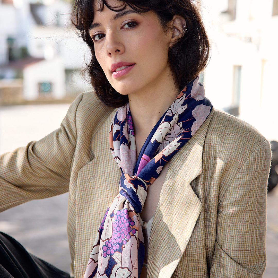 Carré Scarf 34.5"  Rue des Saules - Denim