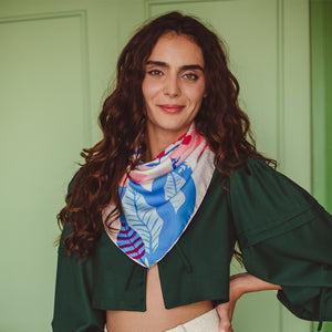 Carré Scard Auteuil February, 100% silk, Made in France & Italy