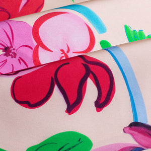 Carré Scarf 34.5" Herbarium pink, 100% silk, Made in France