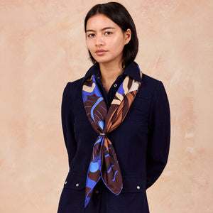 Carré Scarf 34.5" Winter Garden burgundy, 100% silk, made in France & Italy