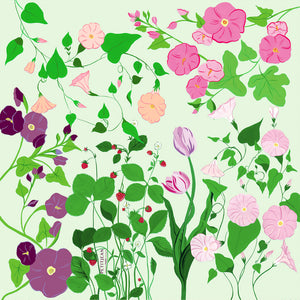 Silk Mini Carré Scarf Jardin Fou, 100% silk, Made in France