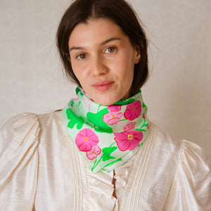 Silk Mini Carré Scarf Jardin Fou, 100% silk, Made in France