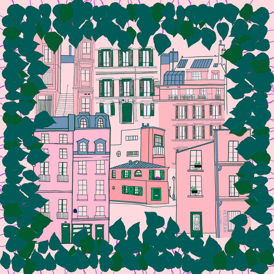 Carré Scarf Montmartre, 100% silk, Made in France & Italy
