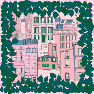 Carré Scarf Montmartre, 100% silk, Made in France & Italy