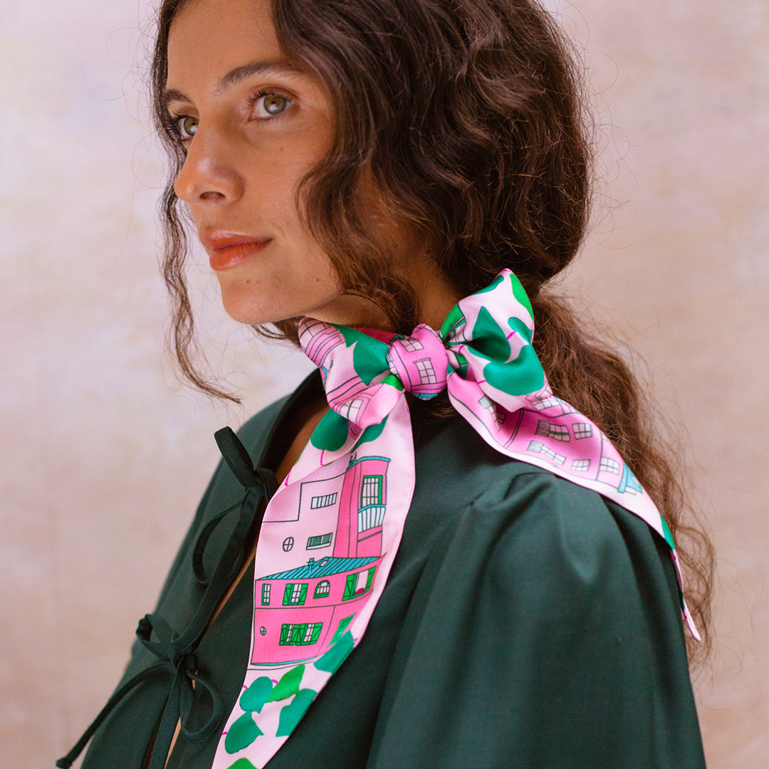 Maxi Ribbon Scarf Montmartre, 100% silk, made in France