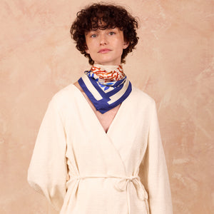 Silk Mini Carré Scarf Pas de Deux, 100% silk, Made in France
