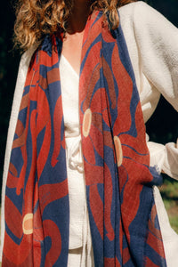 Étole Scarf Night Sun, wool and silk, made in Italy