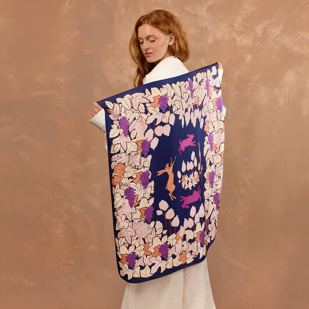 Carré Scarf 34.5"  Rue des Saules - Denim