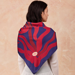 Silk Carré Scarf Night Sun, 100% silk, Made in France & Italy