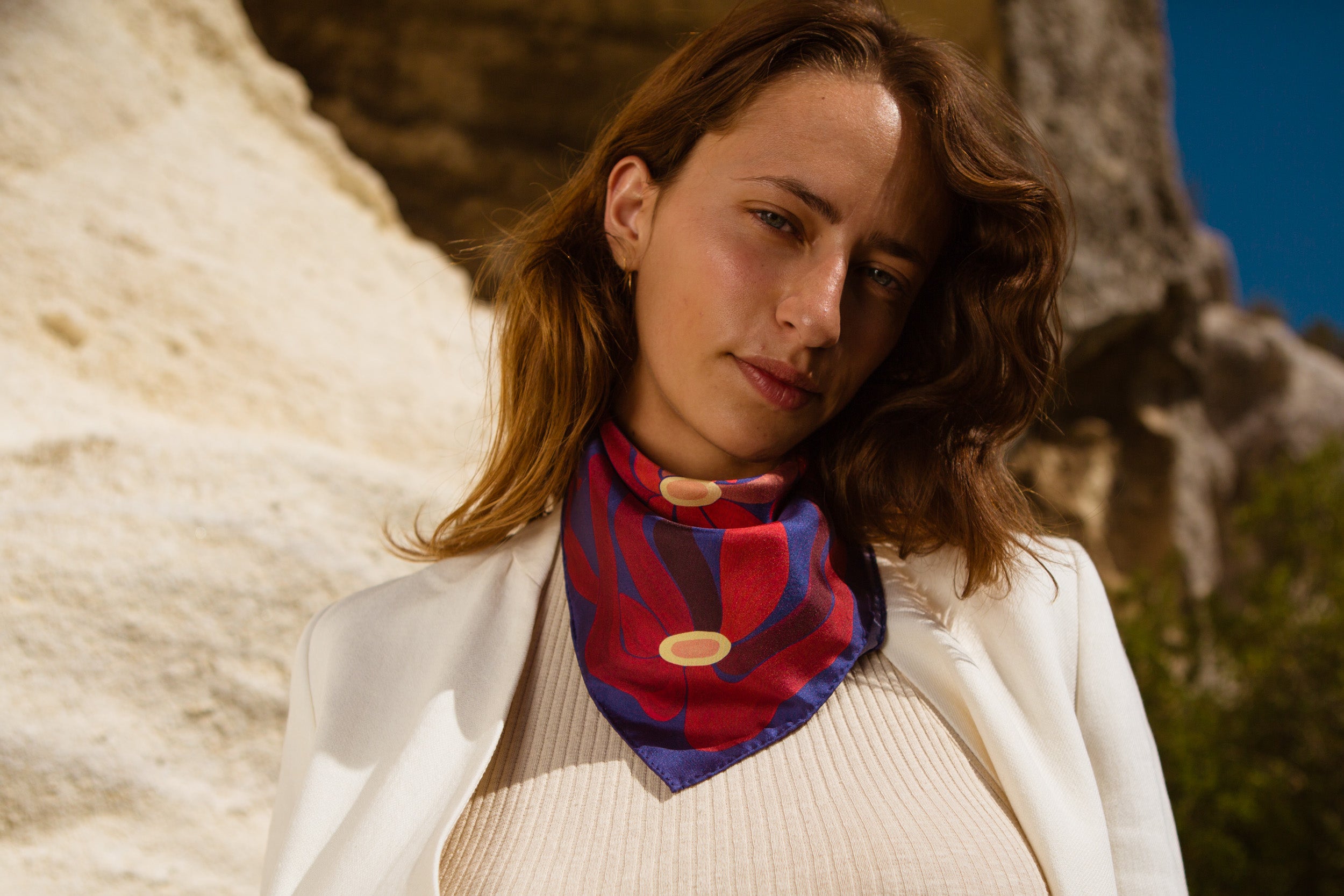 Gavroche en soie Soleil de Nuit, 100% soie, Made in France