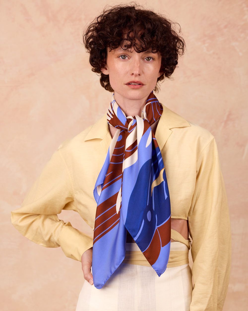 Carré Scarf 34.5" Mistral, 100% silk, Made in Italy