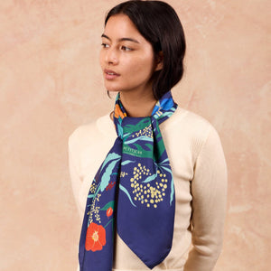Silk carré scarf Enchanted Wood, 100% silk, Made in France & Italy
