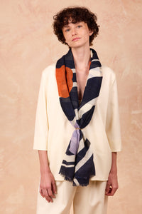 Étole Duo des Fleurs, laine et soie, made in Italy