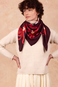 Carré Scarf 34.5" Autumn Sun, 100% silk, Made in France