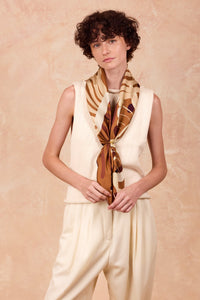 Carré 90 Jardin d'Hiver moka, 100% soie, made in France & Italy
