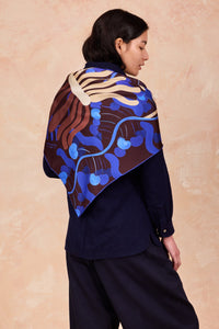 Carré 90 Jardin d'Hiver chocolat, 100% soie, made in France & Italy