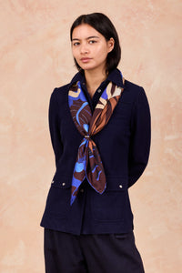 Carré Scarf 34.5" Winter Garden burgundy, 100% silk, made in France & Italy