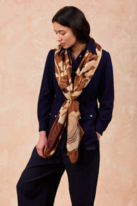 Étole Jardin d'Hiver moka, laine et soie, made in Italy