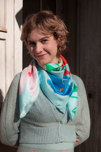 Carré Scarf 90 Giverny, 100% silk, Made in France