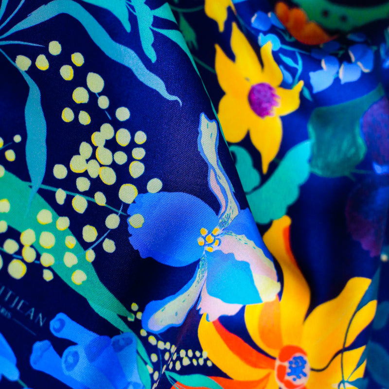 Silk Mini Carré Scarf Enchanted Wood, 100% silk, Made in France