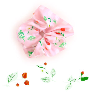 Scrunchy Fraises Chantilly, 100% soie, Made in France